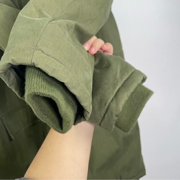 Vans army green puffer coat faux fur hoodie parka jacket women's size XS - Picture 10 of 16